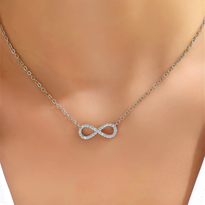 White Gold Infinity Symbol Pendant Necklace with Zirconia