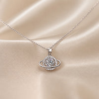 White Gold Planet-Inspired Elegant Necklace