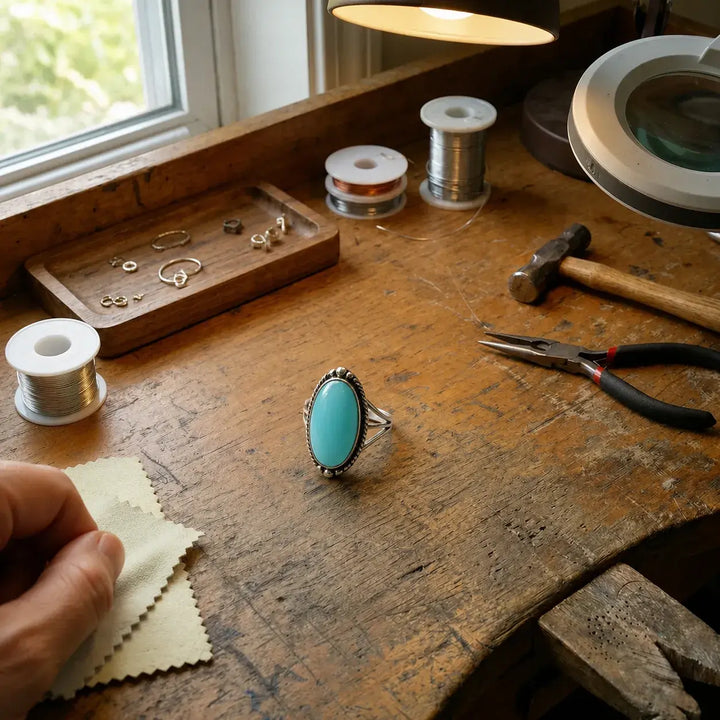 Noemi™ - Ring with Turquoise and Braided Band