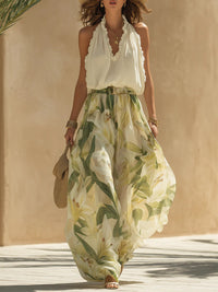 Florienne™ - Floral Wide-Leg Two-Piece Set
