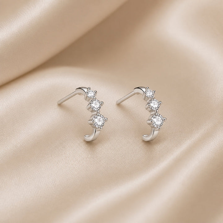 Elegant White Gold Earrings Adorned with Dainty Zirconia