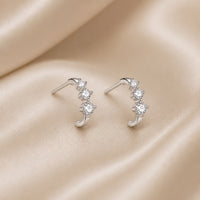 Elegant Small Zirconia Earrings in White Gold