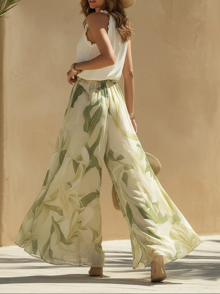 Florienne™ - Floral Wide-Leg Two-Piece Set