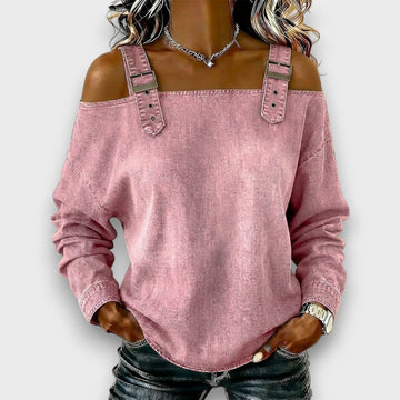 Paloma™ - Denim Top with Buckle Strap