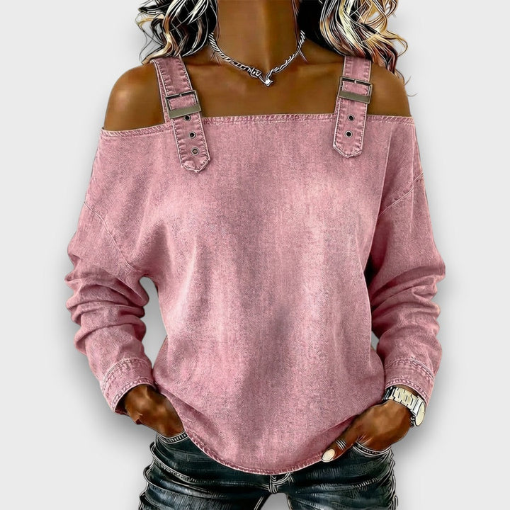 Paloma™ - Denim Top with Buckle Strap