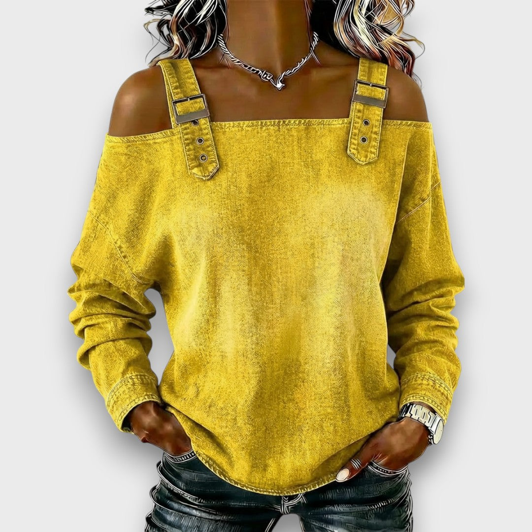 Paloma™ - Denim Top with Buckle Strap