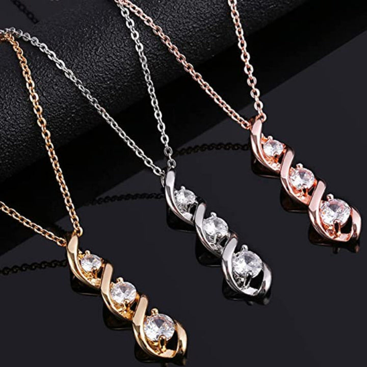 Infinity Symbol White Gold Necklace Adorned with Zirconia