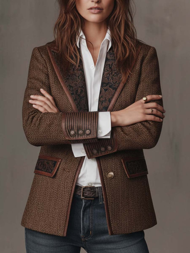 Herringbone Panel Blazer