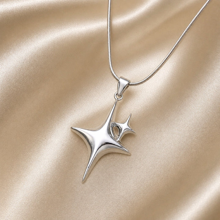 White Gold North Star Pendant Necklace