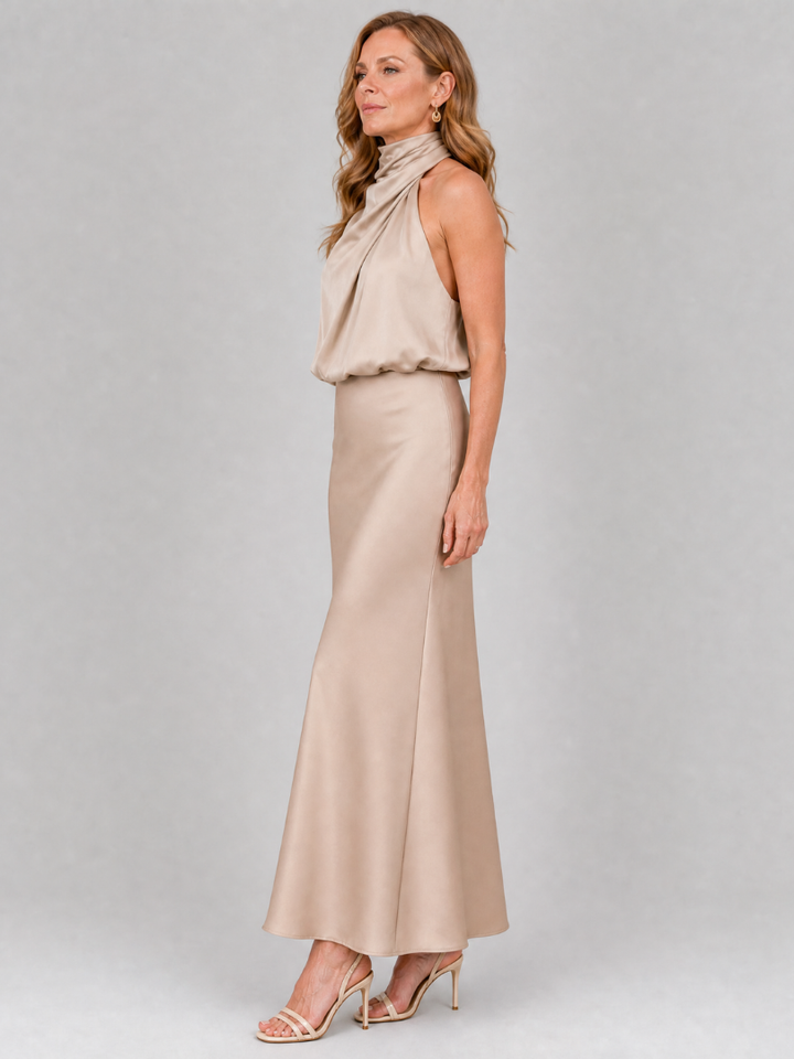 Relene™ - Sleeveless Draped Neck Midi Dress