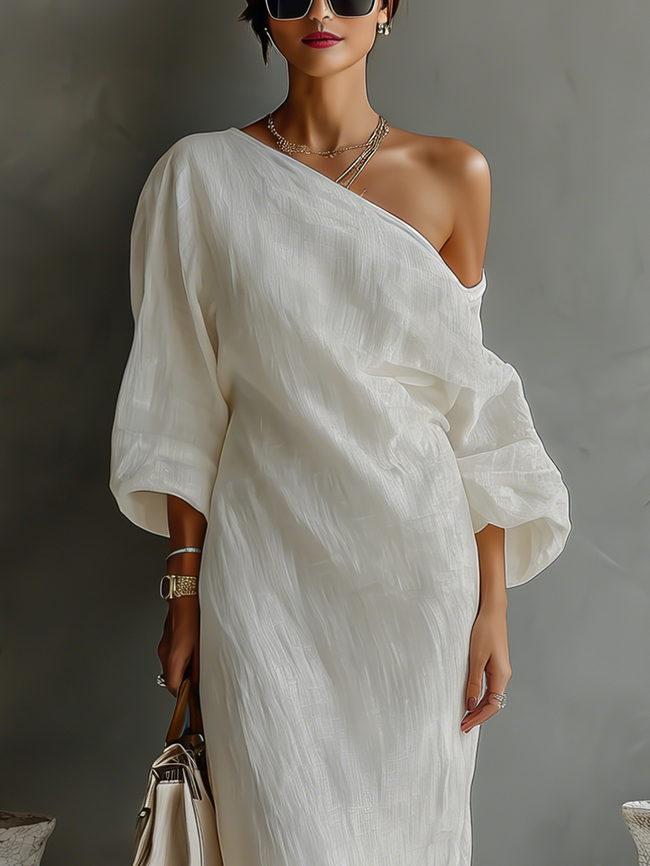 Carmela™ - Ivory White Off-Shoulder Flowing Dress