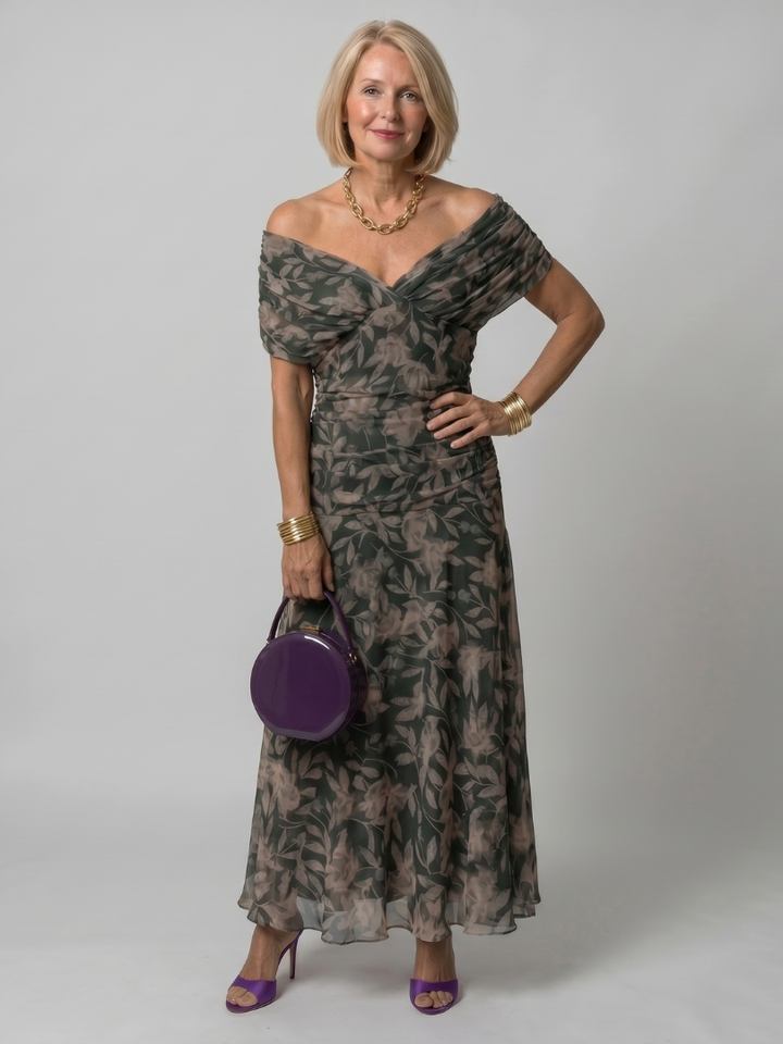 Sobria™ - Off-Shoulder Flowing Midi Dress