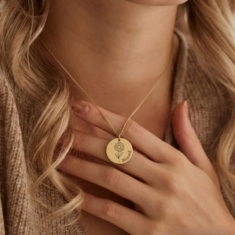 Paradiso™ - Engraved Birth Flower Necklace