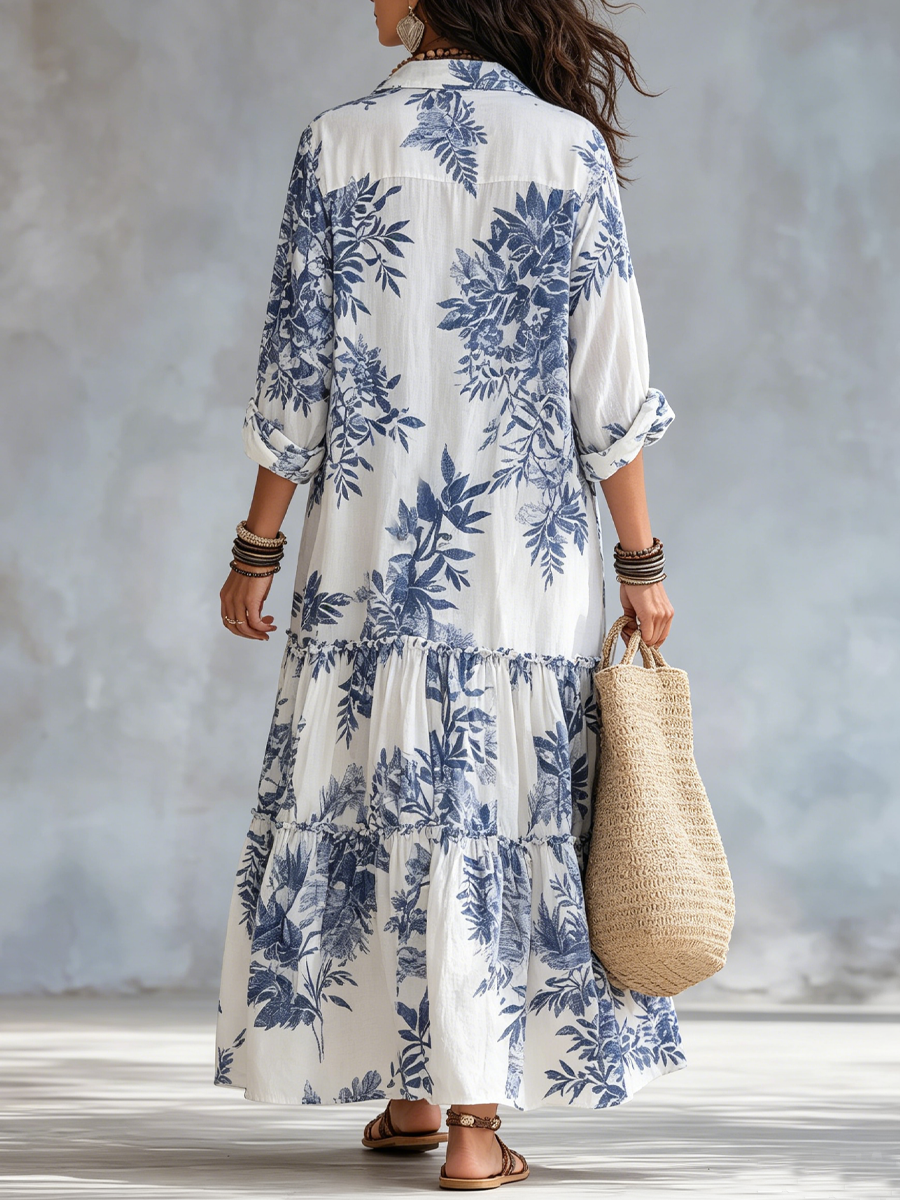 Nadia™ - Floral Maxi Dress with Button Details
