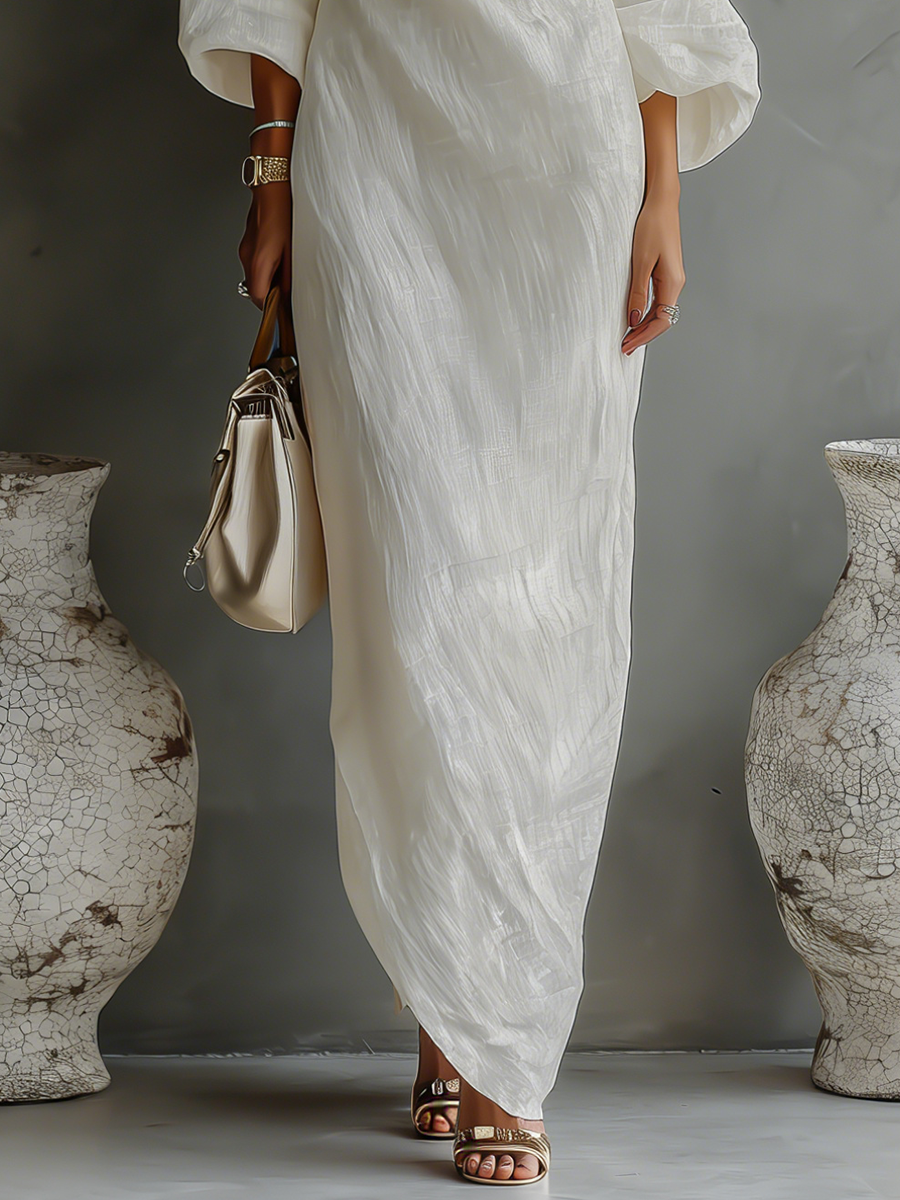 Carmela™ - Ivory White Off-Shoulder Flowing Dress