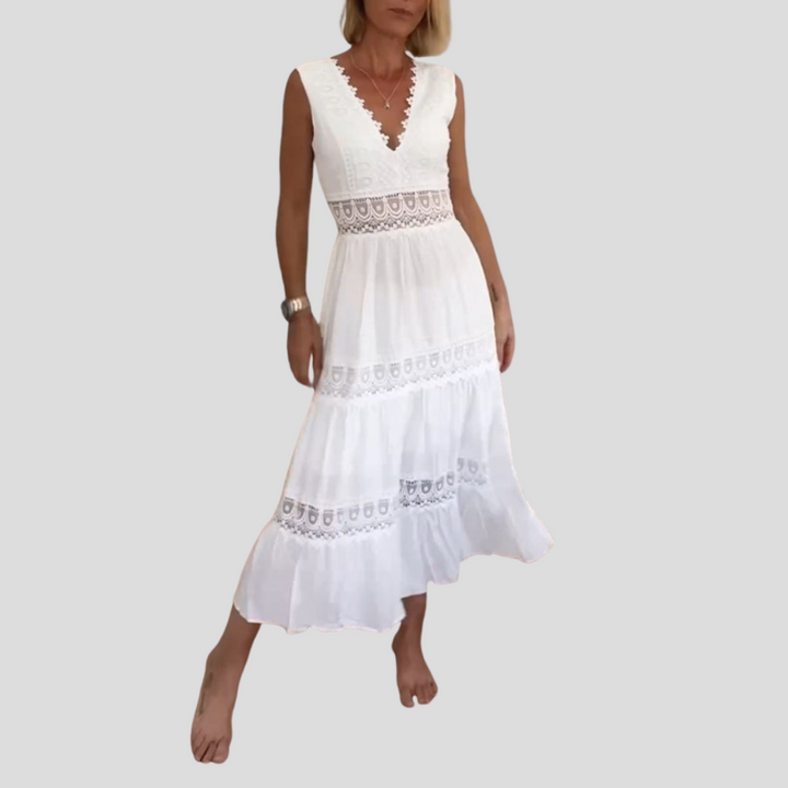 Saoirse™ – Lace Sleeveless Boho Midi Dress
