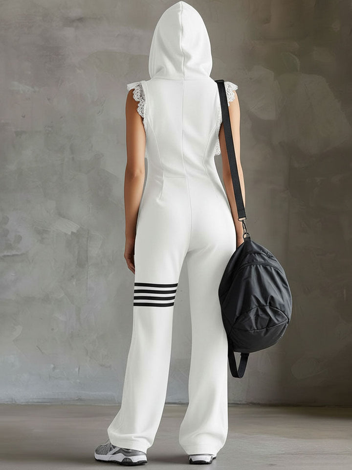 Giada - Vintage-Inspired Hooded Sports Jumpsuit with Stripes