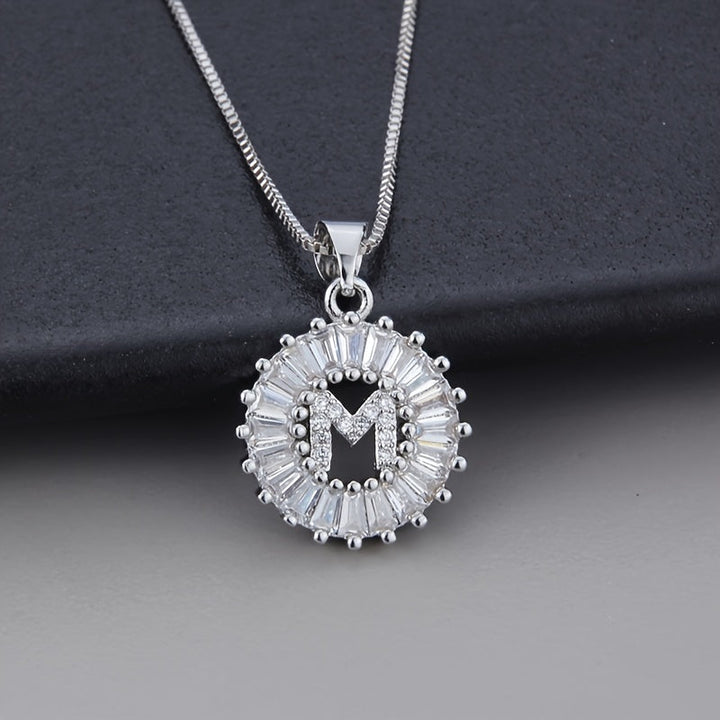 White Gold and Zirconia Initial "Z" Necklace