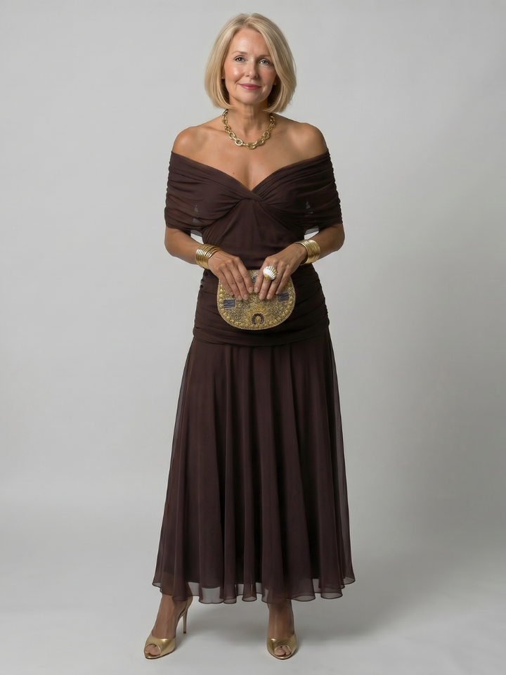 Sobria™ - Off-Shoulder Flowing Midi Dress