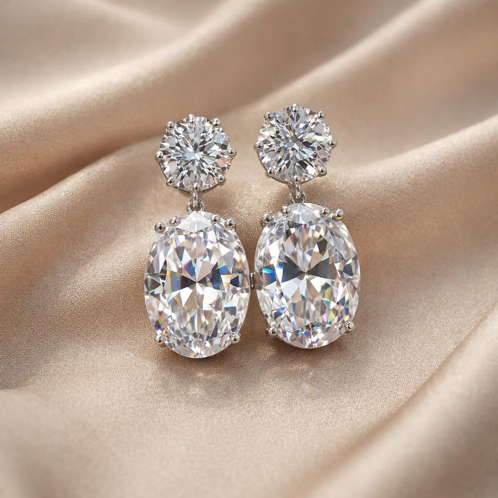 Majestic Zirconia Earrings in White Gold