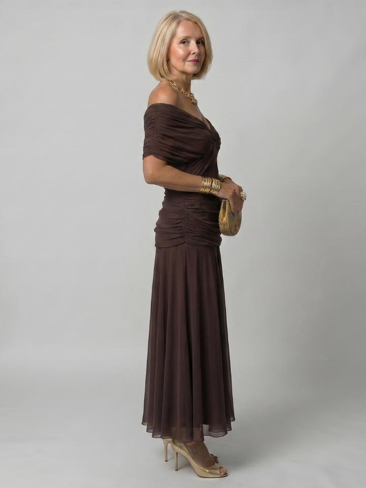 Sobria™ - Off-Shoulder Flowing Midi Dress