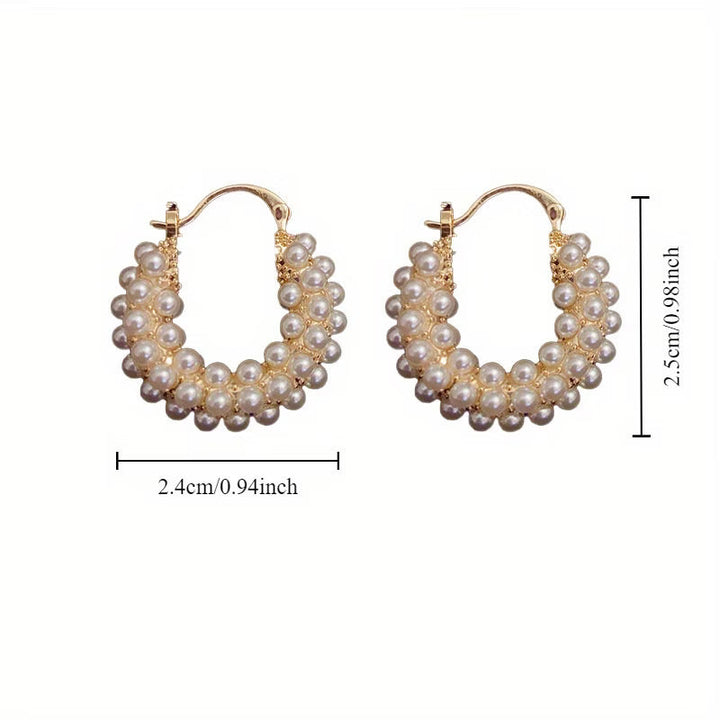 Hoop Earrings with Layered Pearls