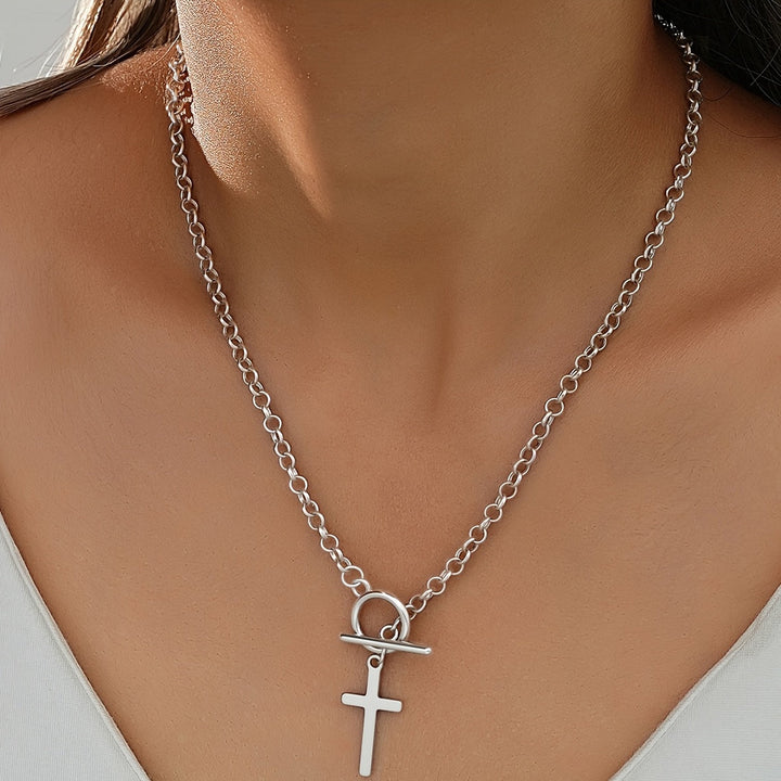 Stylish White Gold Cross Pendant Necklace