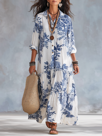 Nadia™ - Floral Maxi Dress with Button Details