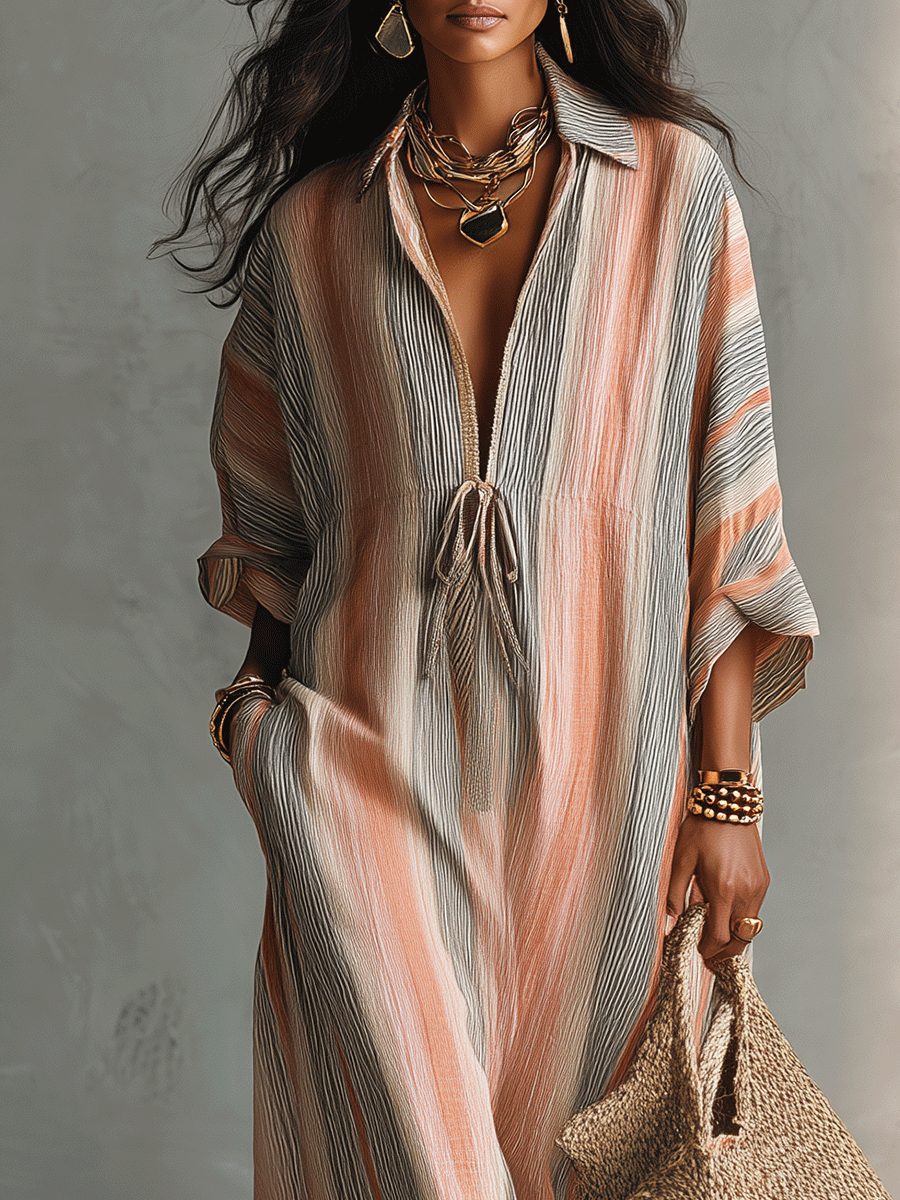 Noah™ - Striped V-Neck Maxi Dress