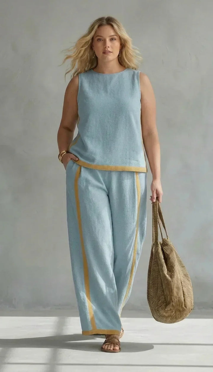 Lucentia™ - Stylish and Relaxed Two-Tone Vest and Pants Ensemble