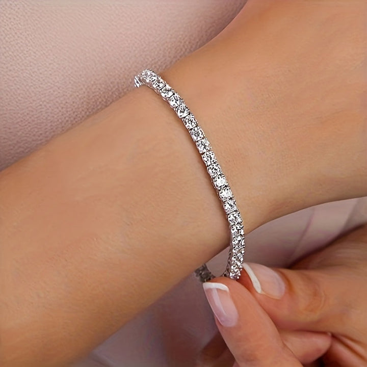 Crystal Tennis Bracelet in White Gold