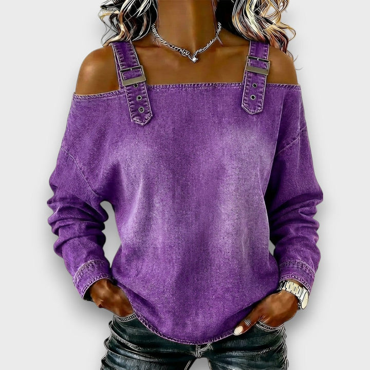 Paloma™ - Denim Top with Buckle Strap