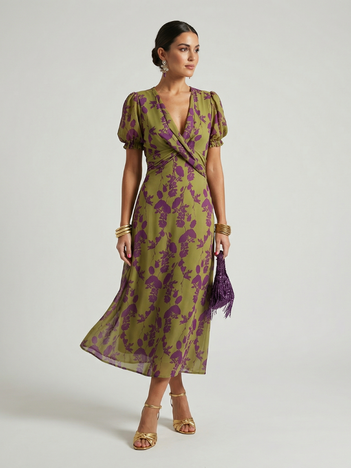 Olandria™ - Floral Midi Dress