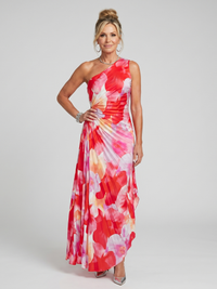 Taya | Asymmetrical Pleated Midi Dress with One Shoulder Design