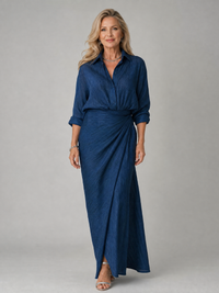 Kira™ - Long Sleeve Wrap Front Maxi Dress