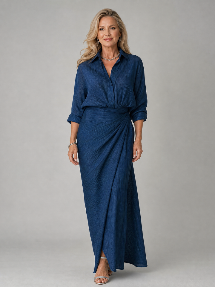 Kira™ - Long Sleeve Wrap Front Maxi Dress