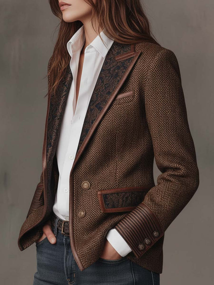 Herringbone Panel Blazer