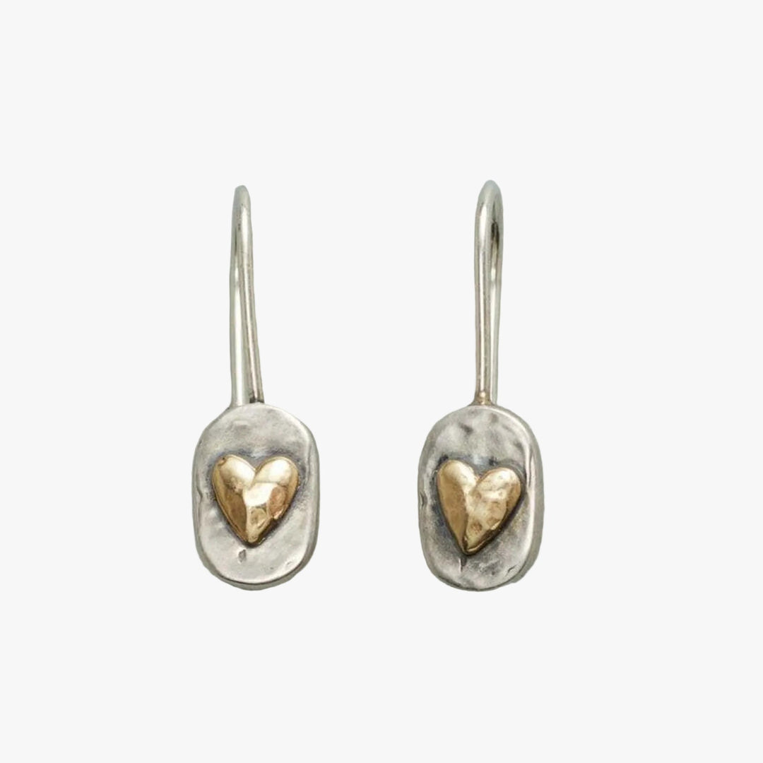 Retro Heart Earrings Featuring Gold Accents