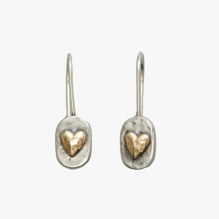 Retro Heart Earrings Featuring Gold Accents