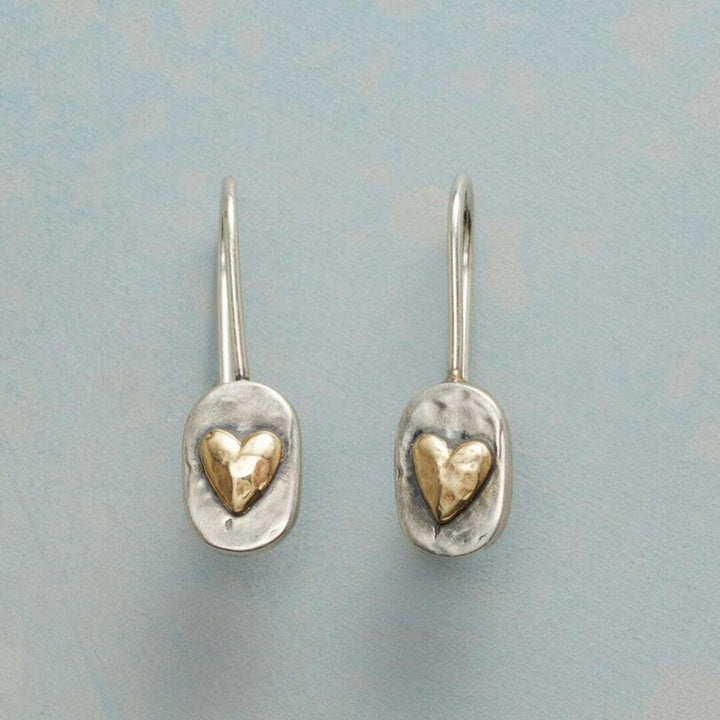 Retro Heart Earrings Featuring Gold Accents