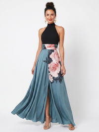Chloe™ - Floral  Halter Bodice Maxi Dress