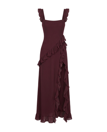 Velours™ - Ruffled Slit Maxi Dress
