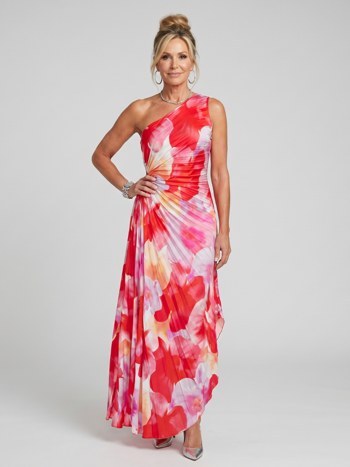 Heidi™ - Asymmetrical Pleated Midi Dress