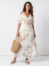 Helene™ -  Elegant Floral Midi Dress