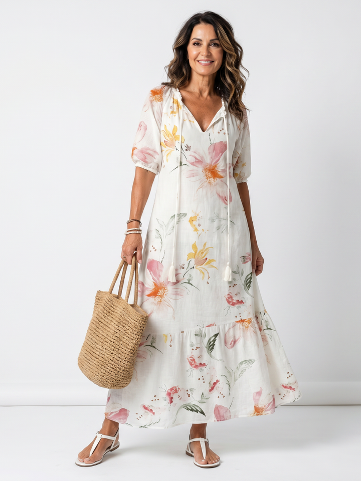 Helene™ -  Elegant Floral Midi Dress