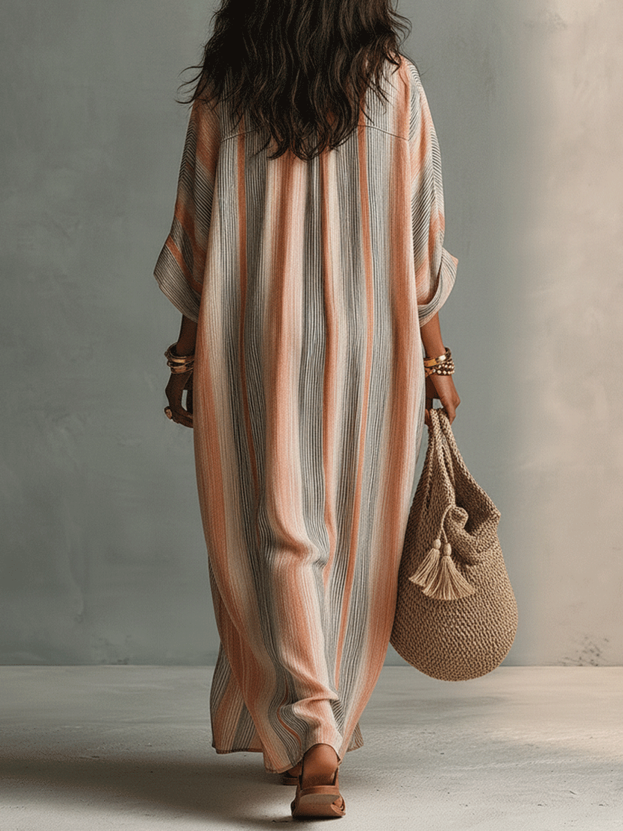 Noah™ - Striped V-Neck Maxi Dress
