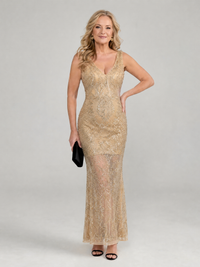 Sirea | Sleeveless Midi Dress with Sheer Panels and Sequins