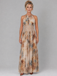 Stella™ - Lace Waist Halter Neck Maxi Dress