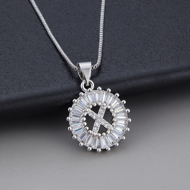 White Gold and Zirconia Initial "Z" Necklace