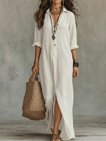 Soleilla ™ - Oversized Maxi Dress with Button Details
